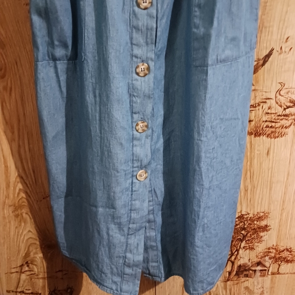 Rebellion Denim Jumper Pinafore Apron Midi Summer Dress - Picture 4 of 13